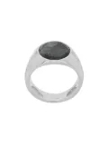 Tom Wood small Flush Larvikite Circle ring - Silver