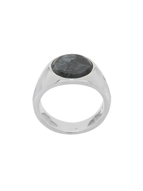Tom Wood small Flush Larvikite Circle ring
