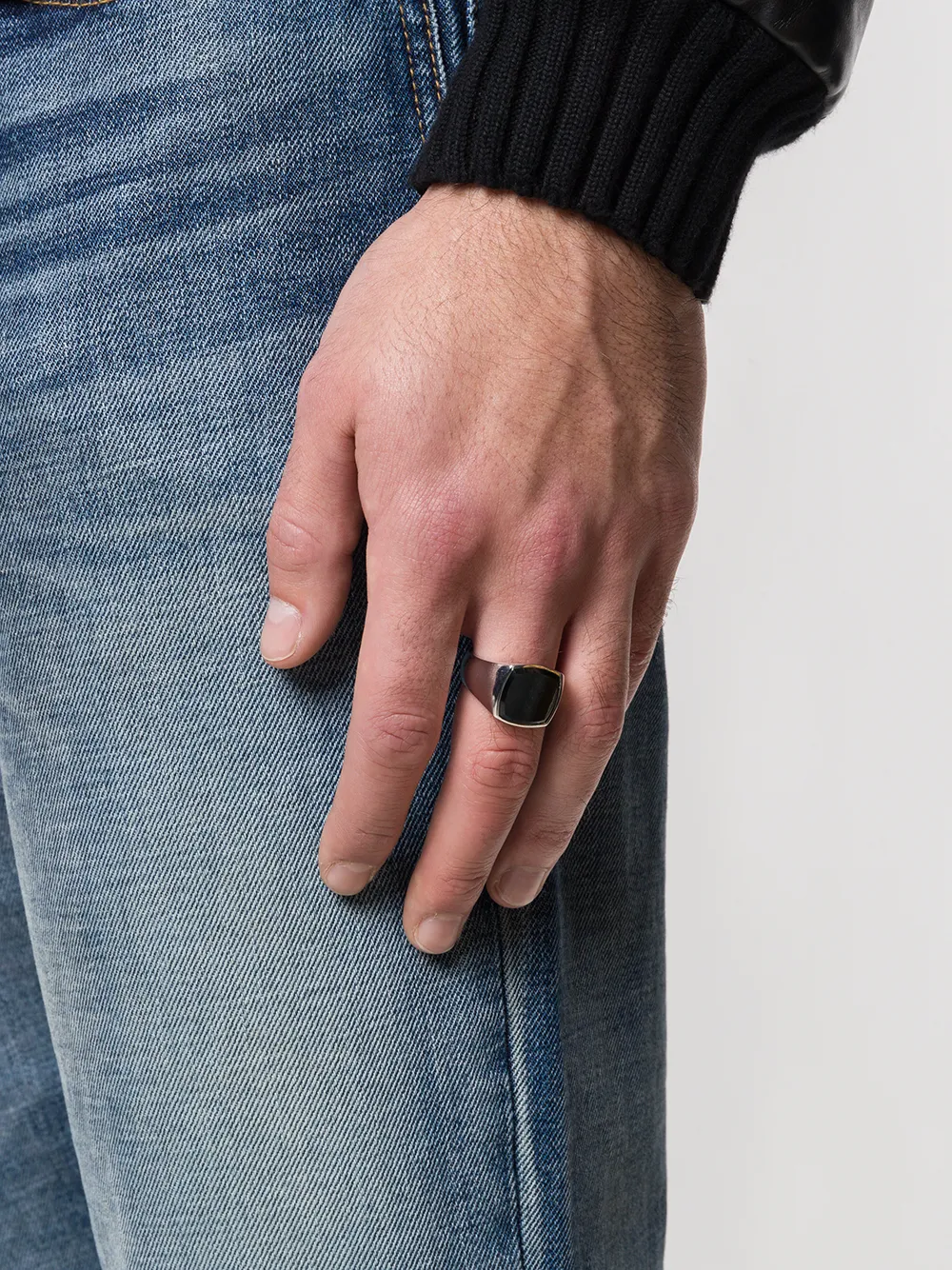 Cushion Blue Hawk Eye signet ring