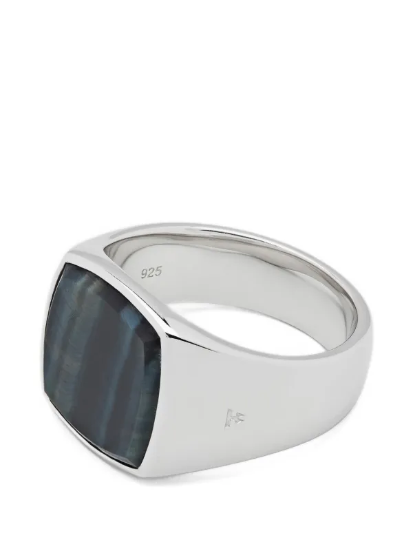 Tom Wood Cushion Blue Hawk Eye Ring | Silver | FARFETCH AZ