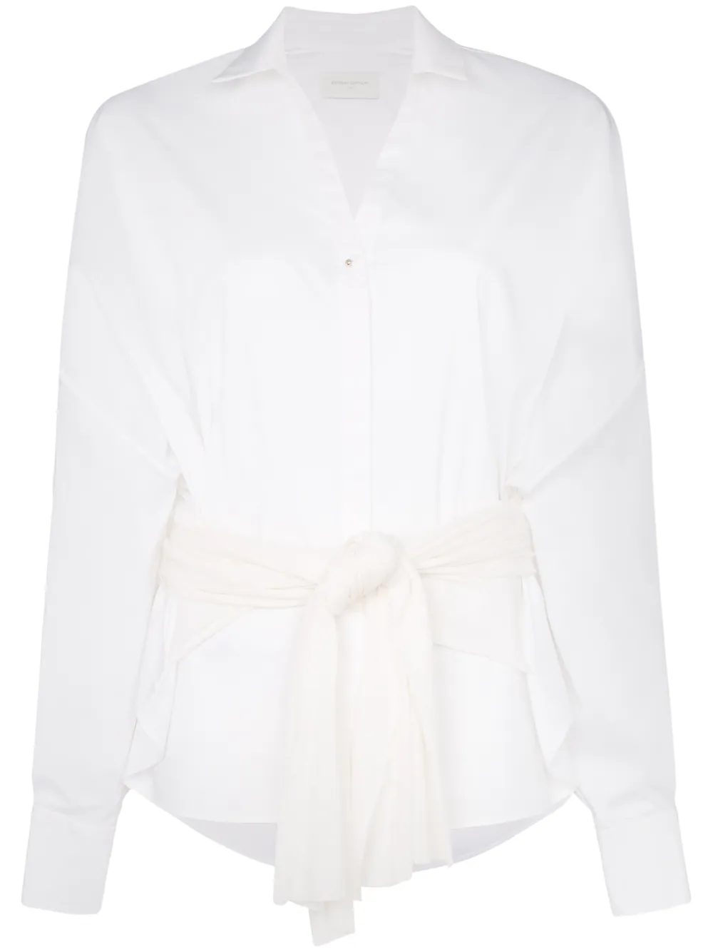 Esteban Cortazar T-shirts ESTEBAN CORTAZAR BELTED WAIST SHIRT - WHITE