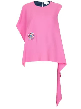 sin Delpozo asimétrica Blusa de mangas AqgwZcvdH
