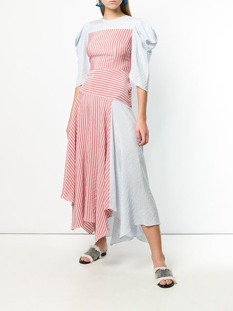 ANNA OCTOBER ANNA OCTOBER STRIPED MULTI PANEL DRESS - RED
