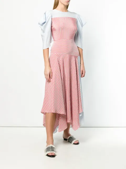 ANNA OCTOBER ANNA OCTOBER STRIPED MULTI PANEL DRESS - RED