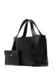 Stella McCartney black Stella Logo perforated faux leather cross body bag