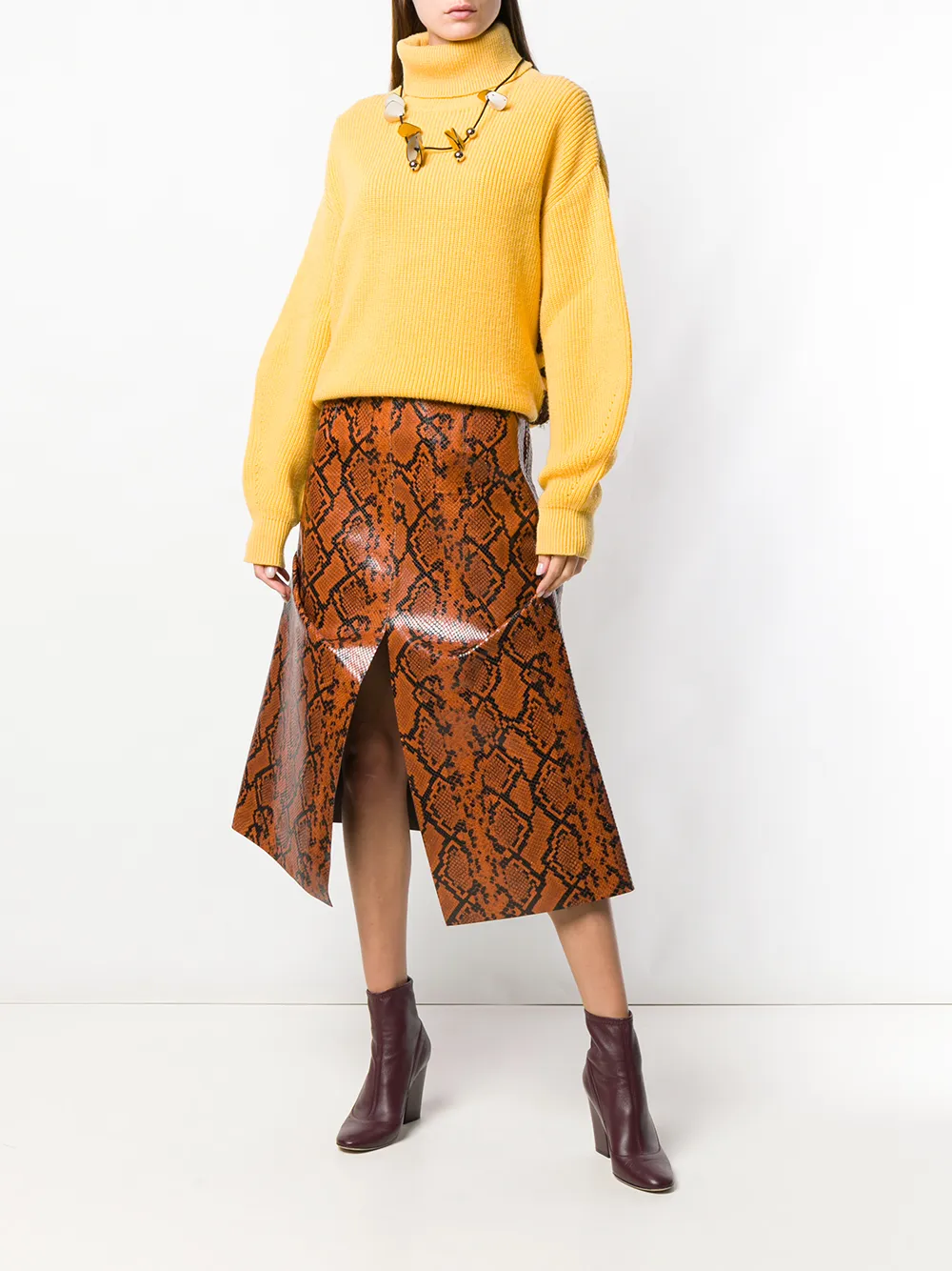 Marni snake print A-line midi skirt