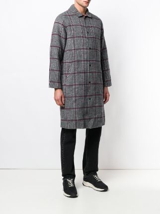 checked straight-fit coat展示图