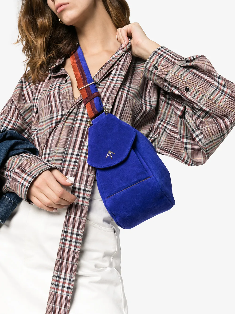 MANU ATELIER MANU ATELIER BLUE HOBO FERNWEH SUEDE SHOULDER BAG