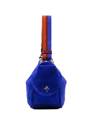 blue suede hobo bag