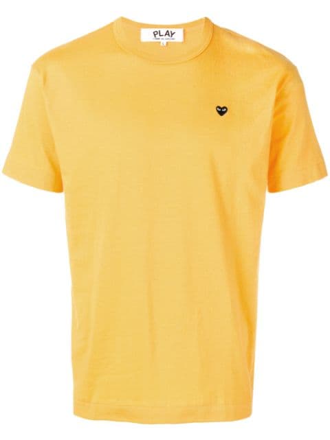 Shop yellow Comme Des Garçons Play basic T-shirt with Express Delivery ...