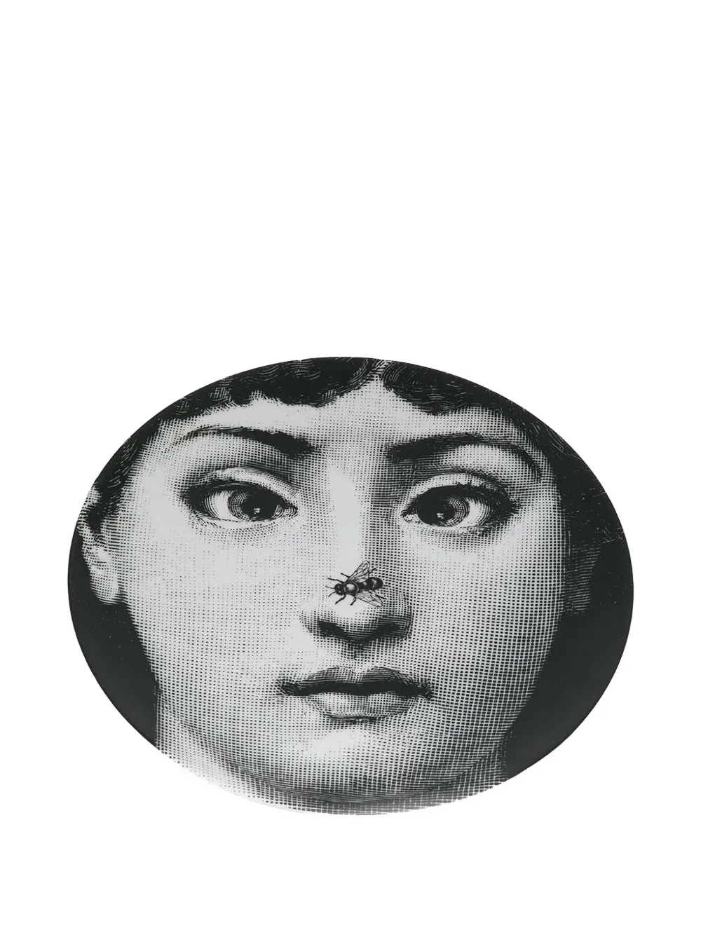  Fornasetti Face Print Plate - Black 