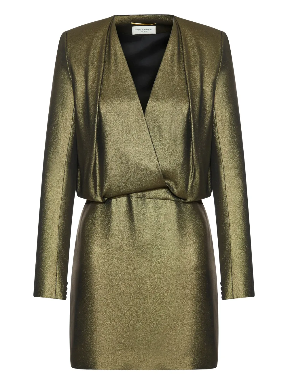 Saint Laurent plunge neck mini dress Groen