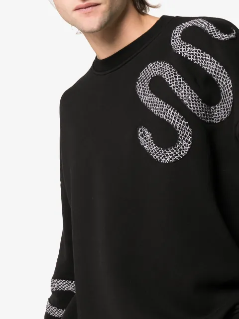 amiri black glitter snake sweatshirt