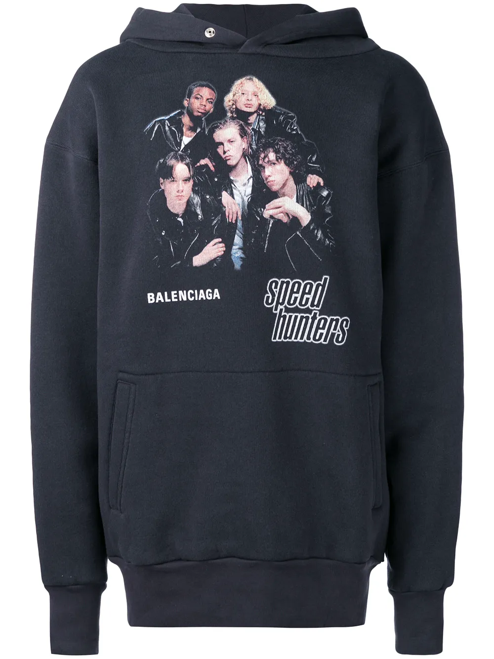 Balenciaga Speed Hunters Printed Hoodie In Black