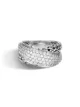 John Hardy Silver and Diamond Pave Classic Chain Overlapping Ring