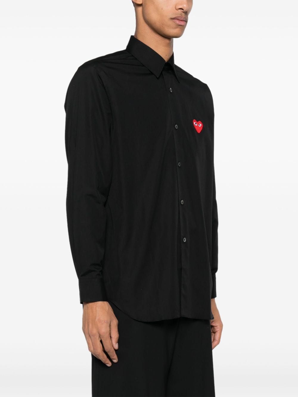 Shop Comme Des Garçons Play Classic Heart Patch Shirt In Black