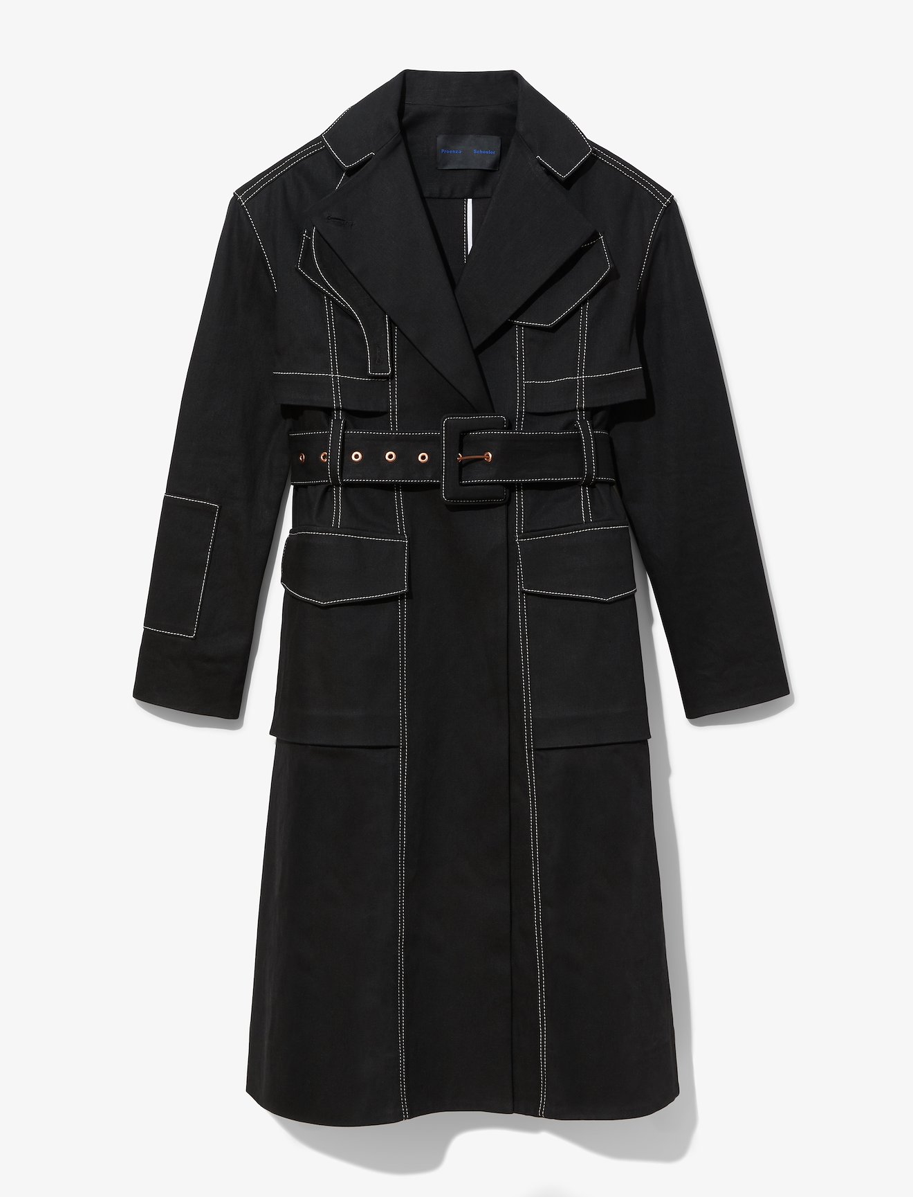Topstitch Denim Trench Coat #4