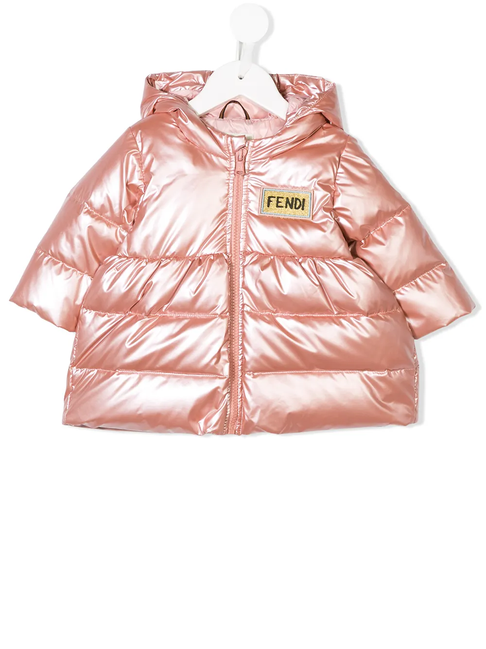 Fendi Kids пуховик с заплаткой с логотипом Fendi Kids пуховик с заплаткой с логотипом
