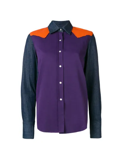 colour block denim shirt