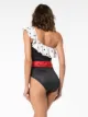 GANNI Prentis one shoulder ruffle swimsuit
