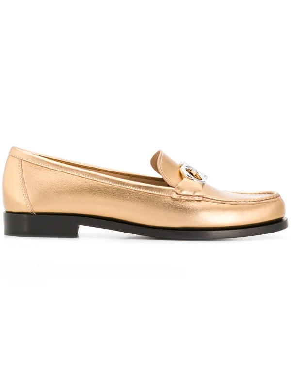 Ferragamo Gancio Loafers Gold FARFETCH KW