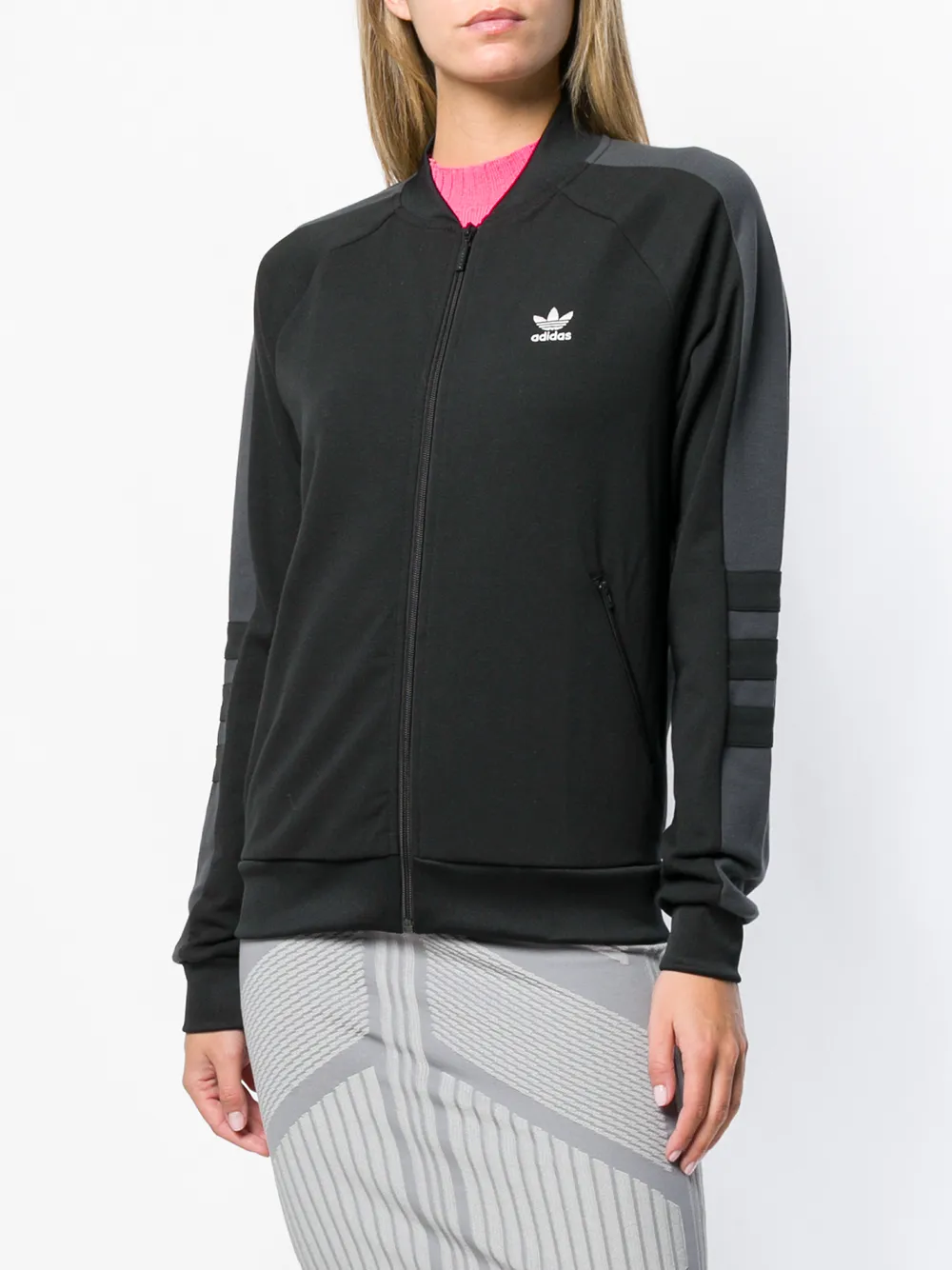adidas stripe detail track jacket Zwart