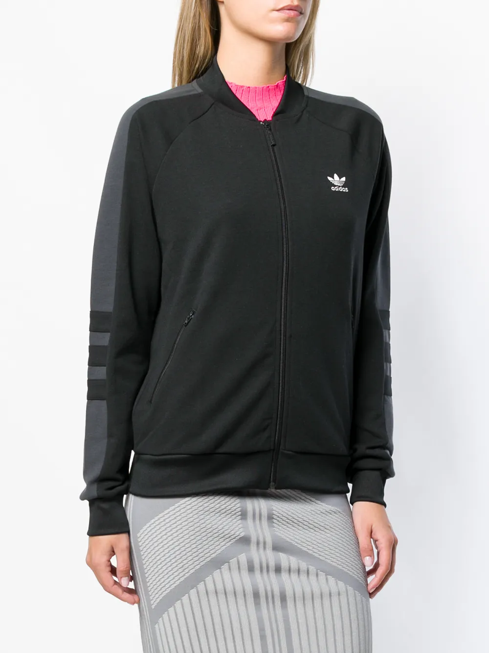 adidas stripe detail track jacket Zwart