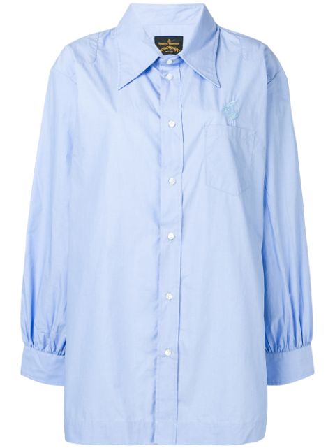 VIVIENNE WESTWOOD ANGLOMANIA VIVIENNE WESTWOOD ANGLOMANIA CHEST POCKET SHIRT - BLUE
