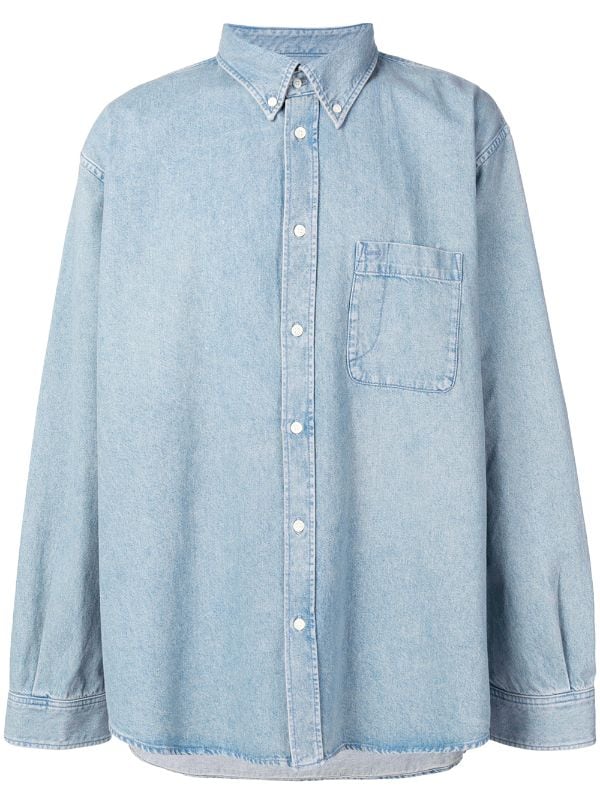 Balenciaga Logo Printed Denim Shirt - Farfetch