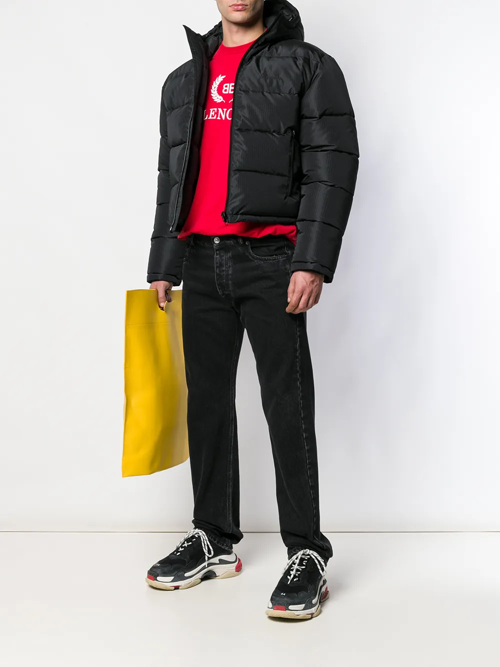Balenciaga klein gewatteerd jack Zwart