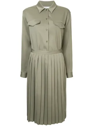 pleated skirt shirt dress