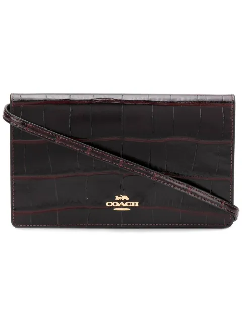 COACH COACH CROCODILE EFFECT CLUTCH BAG - PURPLE