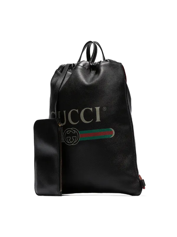 gucci print leather drawstring backpack