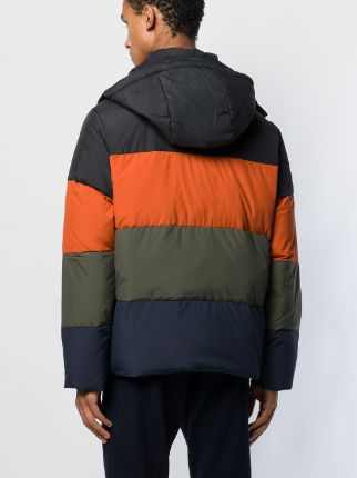 colour block striped puffer jacket展示图