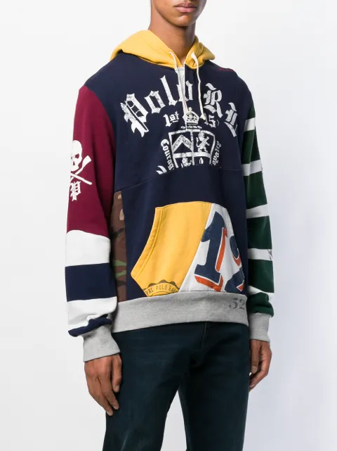 polo patchwork rugby hoodie