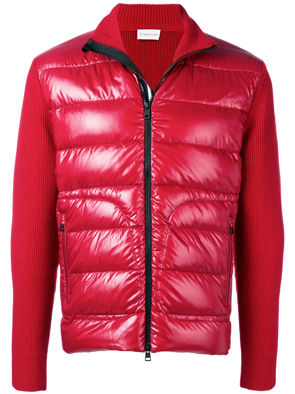 Moncler Fodrad Cardigan Farfetch Moncler Fodrad Cardigan Med Dragkedja i Fram Farfetch