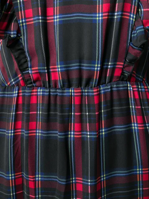 LIU •JO LIU JO TARTAN RUFFLE DRESS - BLACK