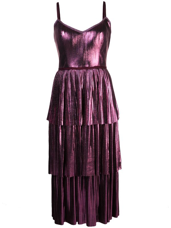 pleated purple dress