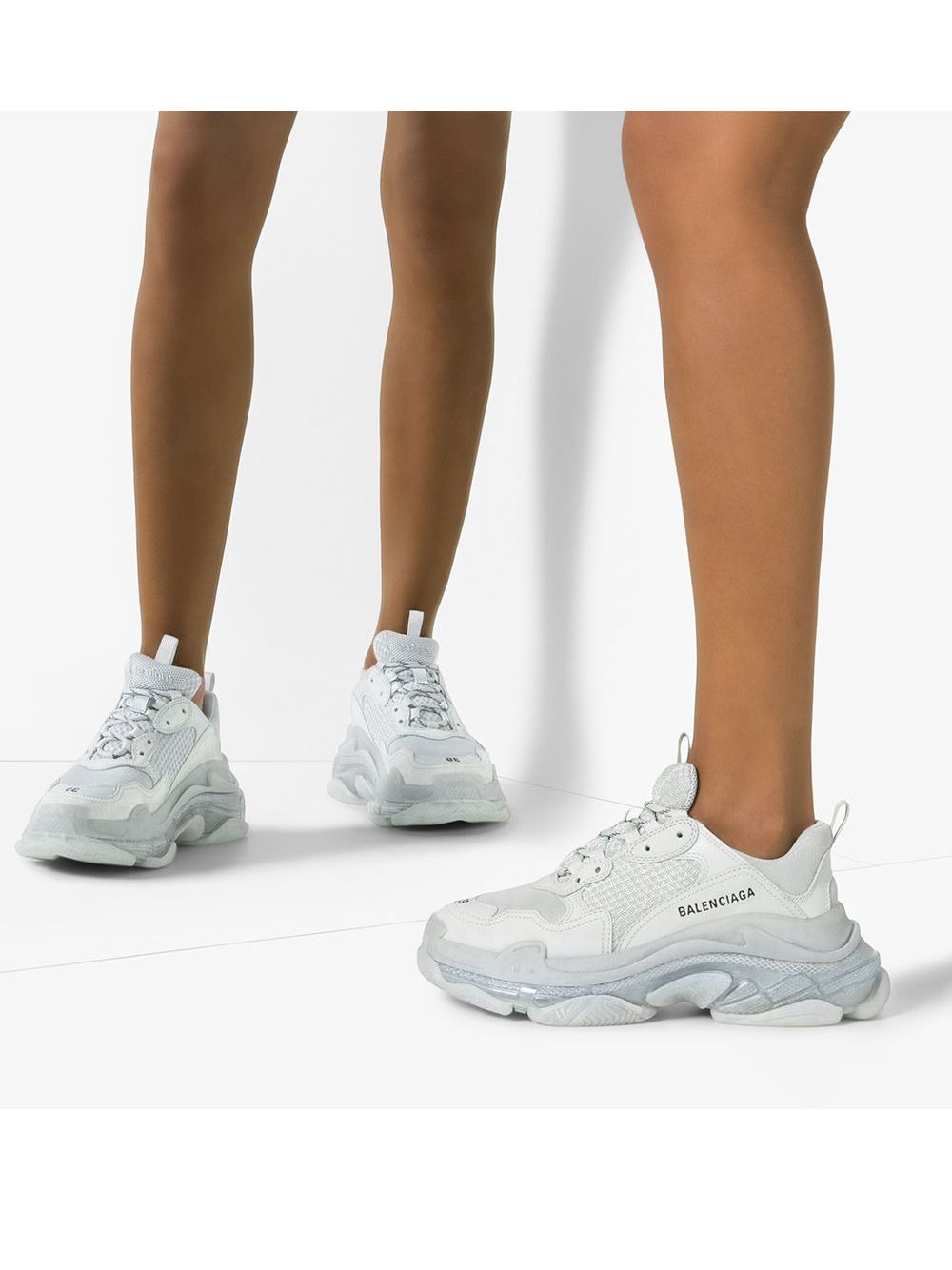 Balenciaga Triple S leren low-top sneakers - Grijs