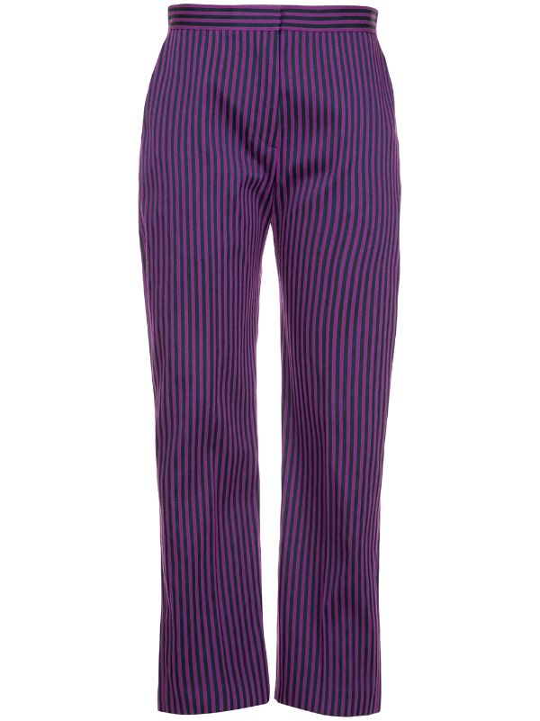 purple striped trousers