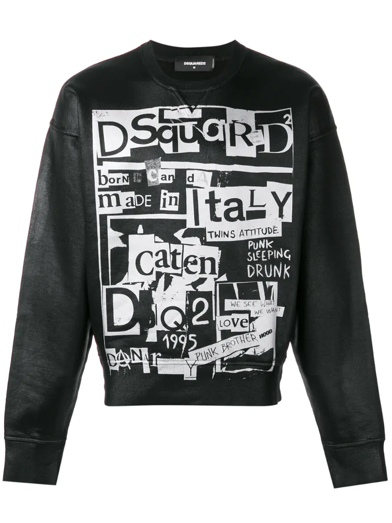 Dsquared2 – printed sweatshirt – men – Cotton/Spandex/Elastane – M – Black