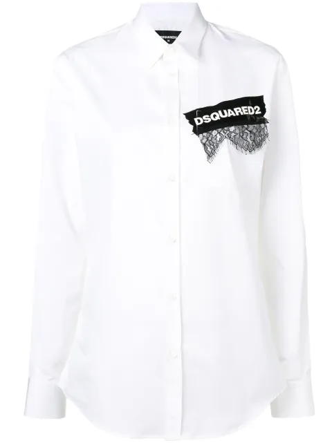 DSQUARED2 printed lace appliqué shirt