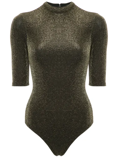 ALICE AND OLIVIA ALICE+OLIVIA NISHA METALLIC BODYSUIT - BLACK