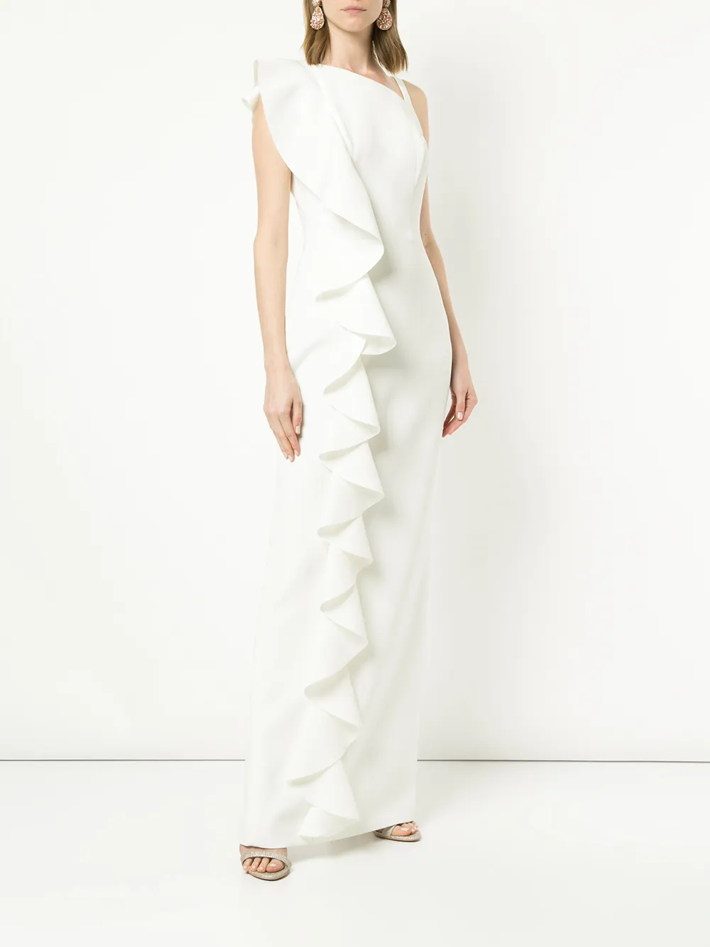 Rachel Gilbert ruffle long dress - Wit