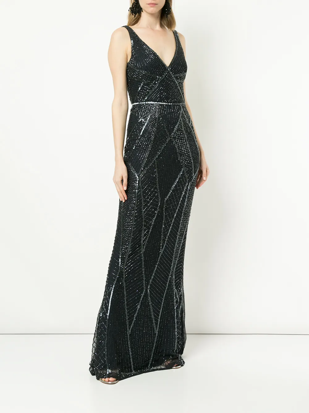 Rachel Gilbert beaded long dress - Blauw