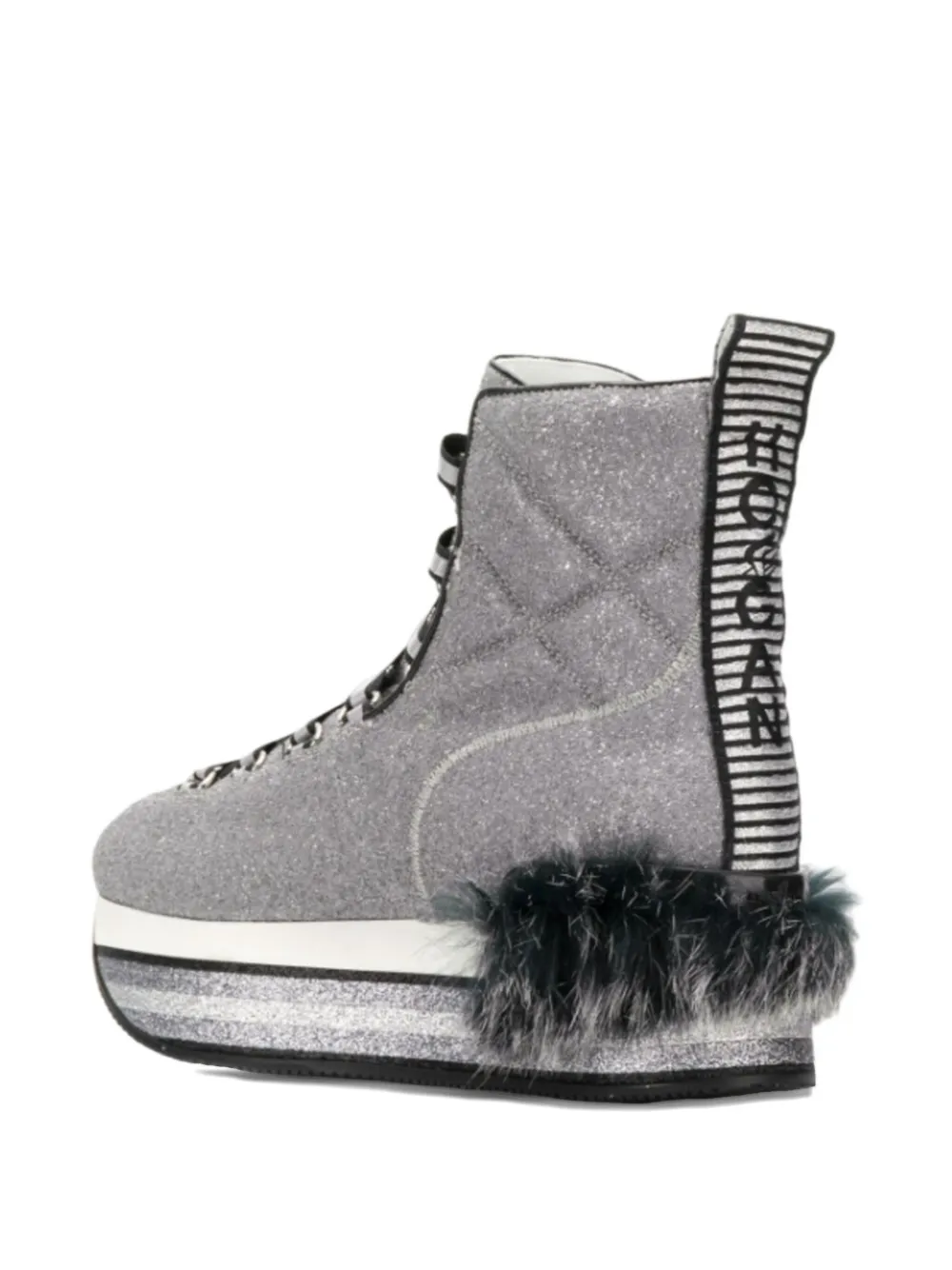 Hogan Maxi H222 rabbit fur ankle boots Zilver