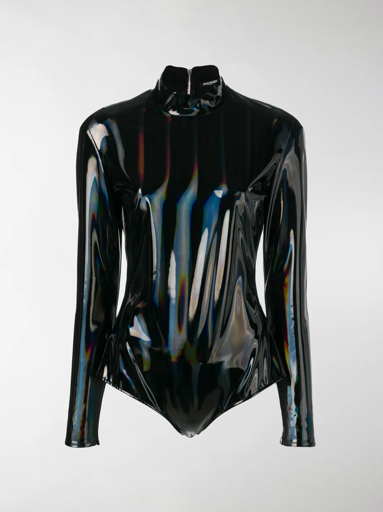 Balmain hologram latex bodysuit black | MODES