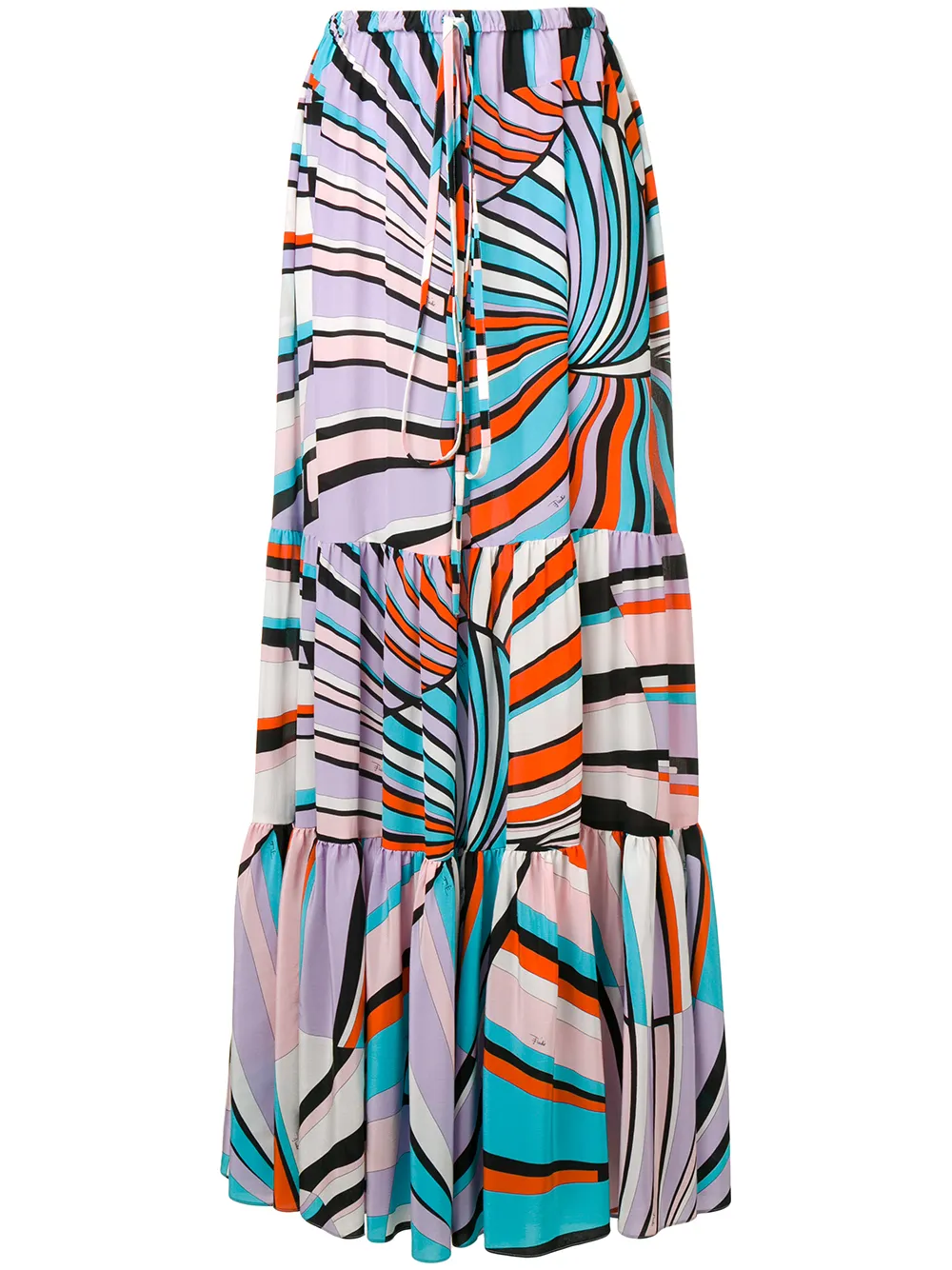 Emilio Pucci Skirts EMILIO PUCCI SHELL PRINT CRÊPE DE CHINE TIERED SKIRT - PURPLE