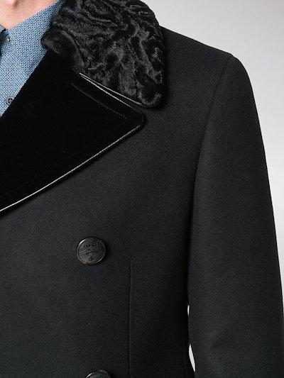 Prada double breasted wool coat black | MODES