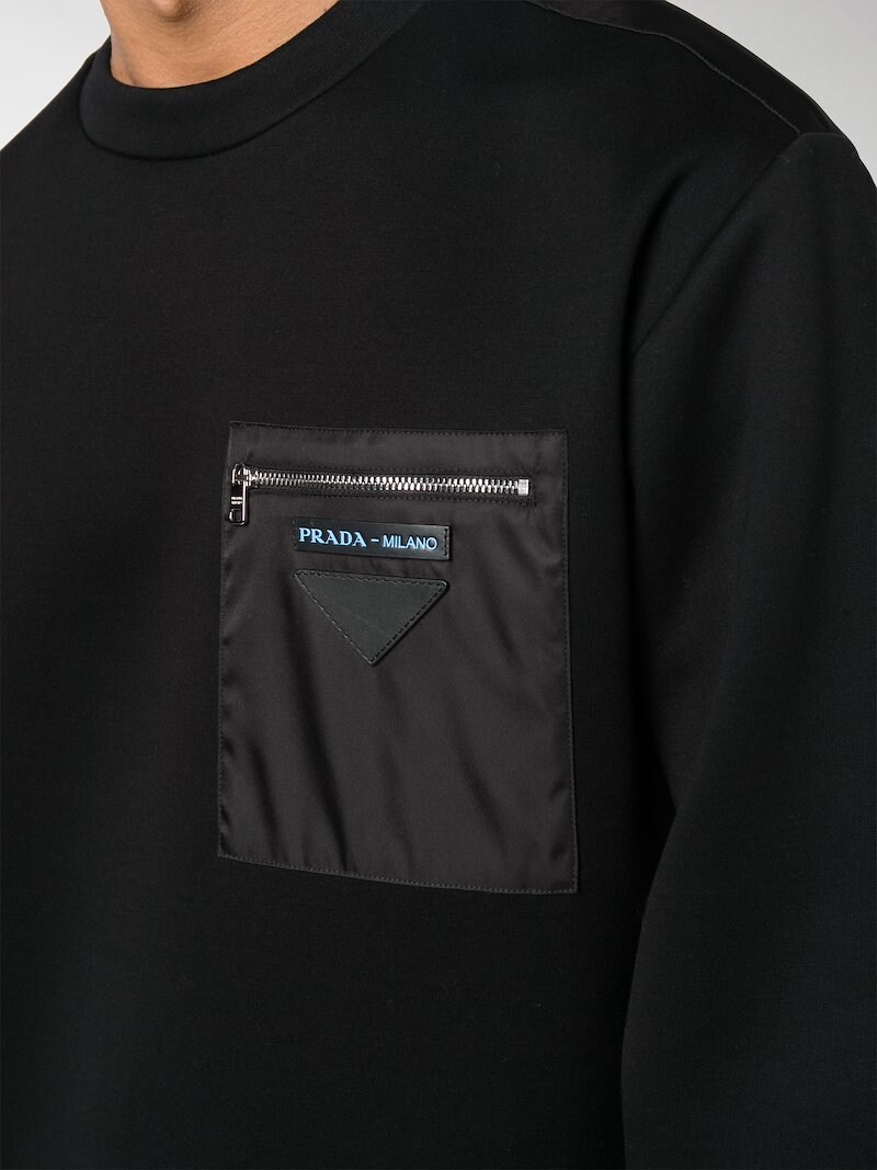 Prada chest pocket sweater black | MODES